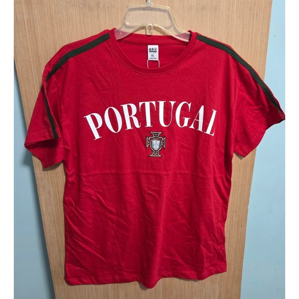 U.S. Vintage Portugal Soccer T-Shirt Red Green Stripe Mens XL NWT LS5744